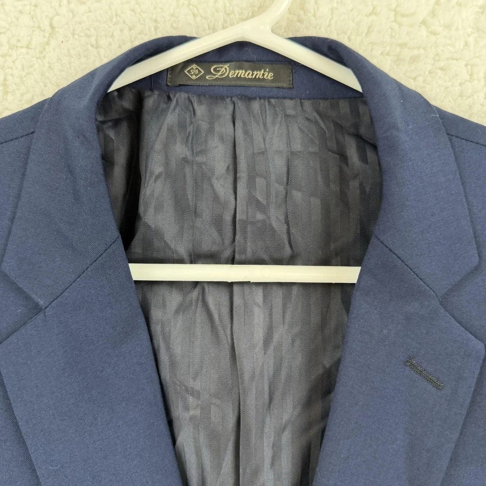 Demantie Suit Jacket‎ Mens 56L Blue Two Button Notch Lapel Lined Business Suit
